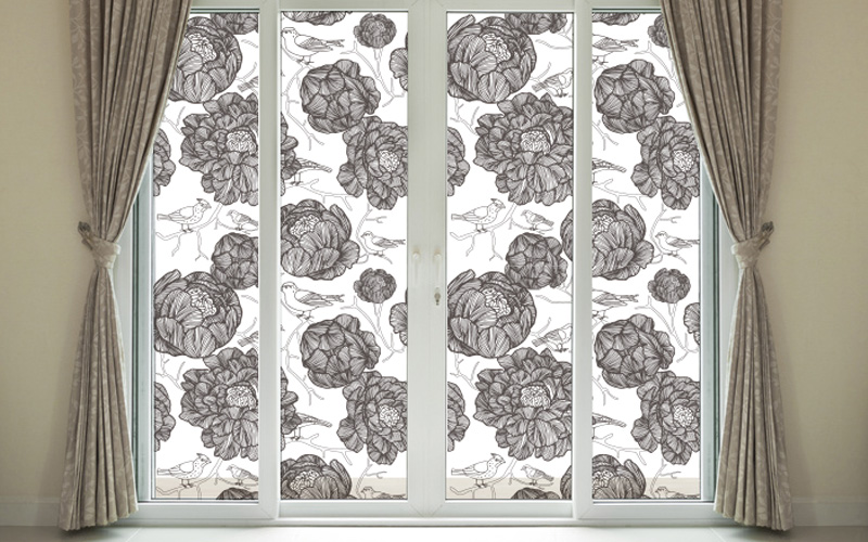 花柄のガラスシールステッカー