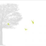 ガラス用ステッカーに木と鳥のシルエット