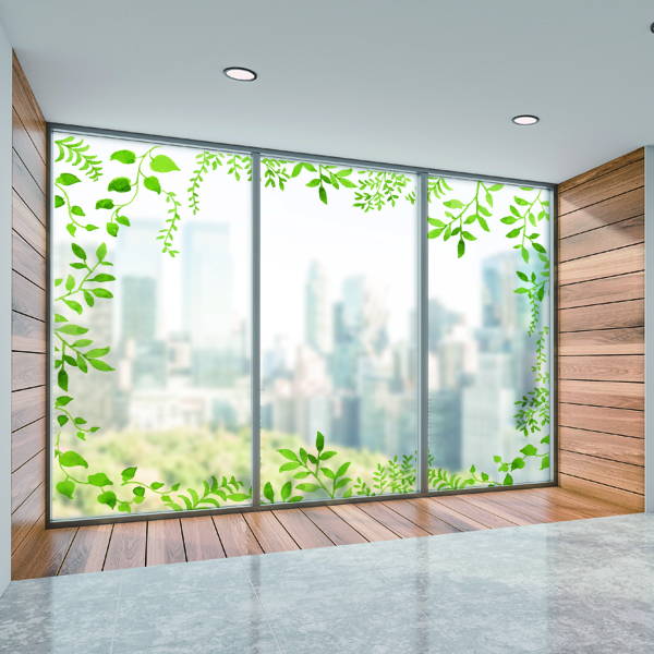 ガラスフィルム　目隠し　日除け　グリーン　植物