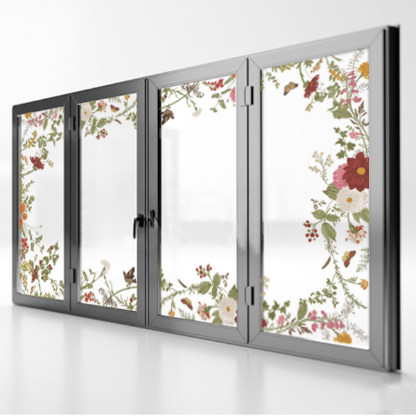 花柄　ガラス　シール　目隠し　日除け