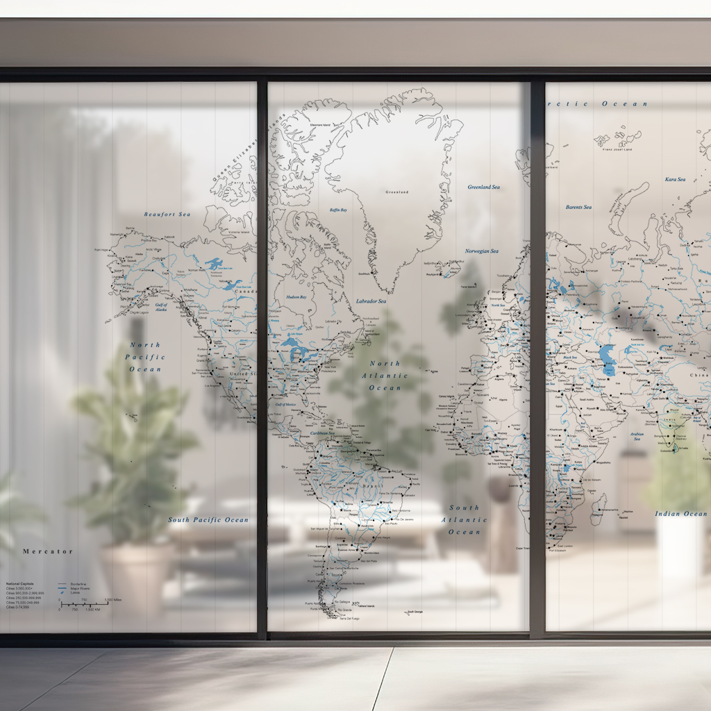 世界地図のガラスフィルム