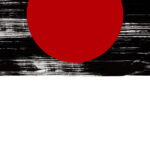 筆で描いた線と日の丸のガラスフィルム