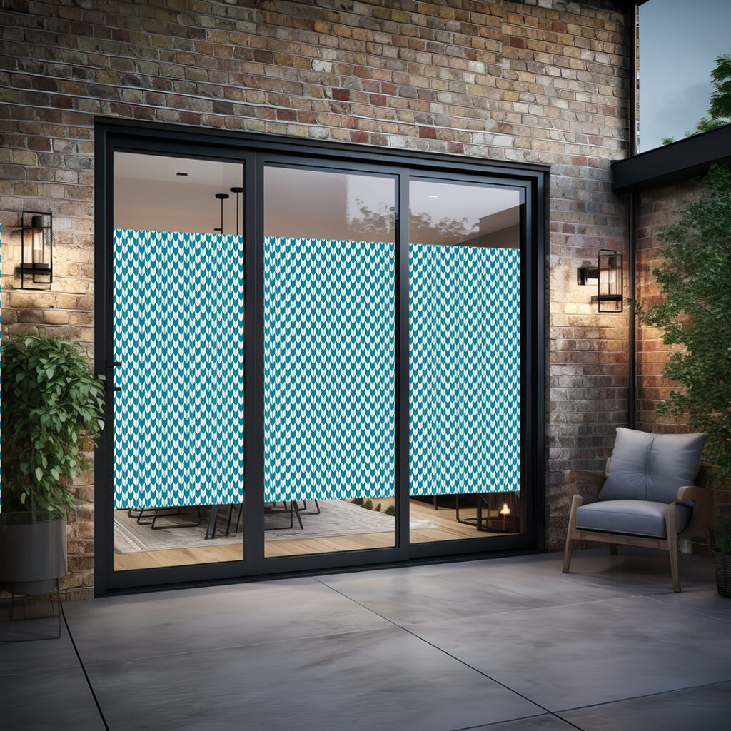 レトロな矢がすり柄のガラスフィルム