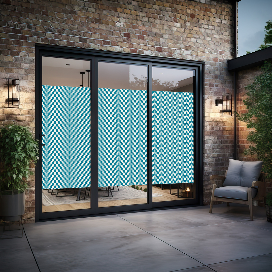 レトロな矢がすり柄のガラスフィルム