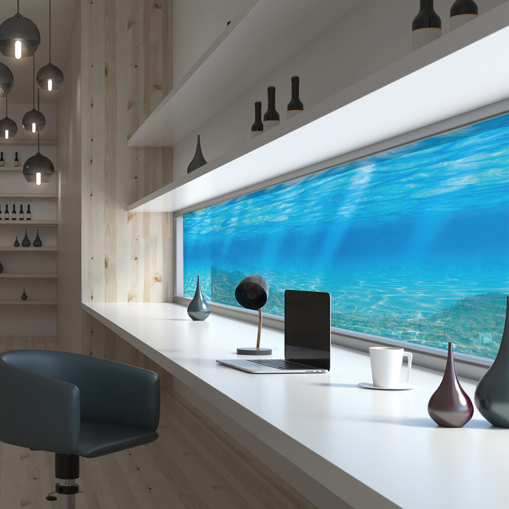 水中の写真のガラスフィルム