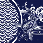 和な鯉と波のガラスフィルム