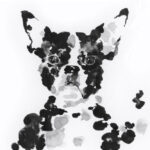 水墨画で描かれた犬のデザイン