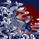 和な鯉と波のガラスフィルム