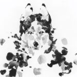 水墨画で描かれた犬のデザイン