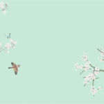 シノワズリをモチーフにした鳥と木のガラスフィルム