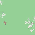 シノワズリをモチーフにした鳥と木のガラスフィルム