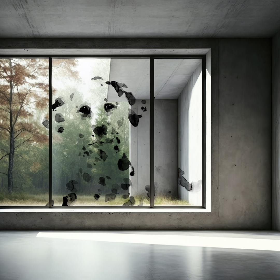 水墨画で描かれた犬のデザイン