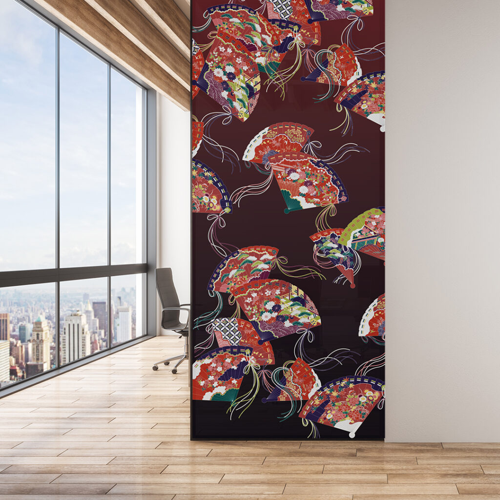 京友禅の扇のガラスフィルム