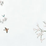 シノワズリをモチーフにした鳥と木のガラスフィルム