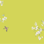 シノワズリをモチーフにした鳥と木のガラスフィルム