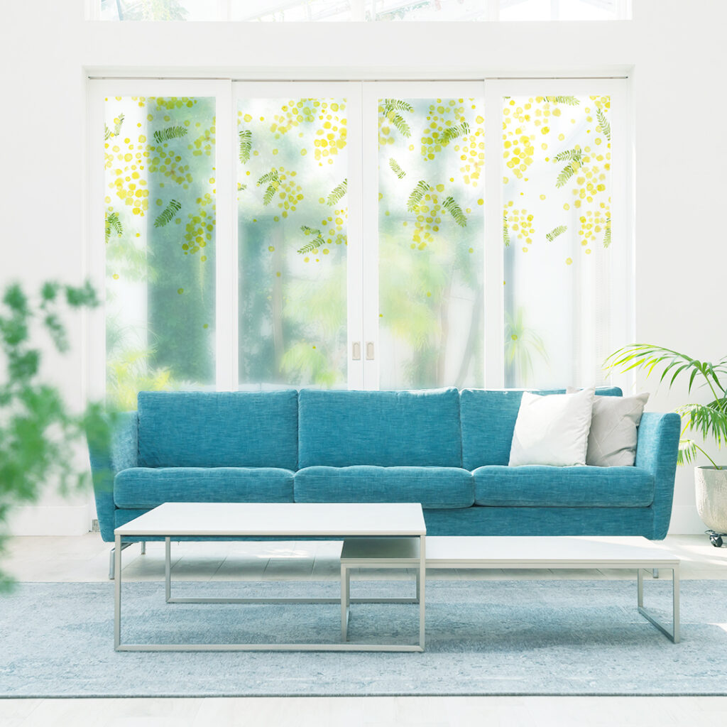 ミモザのデザインのガラスフィルム