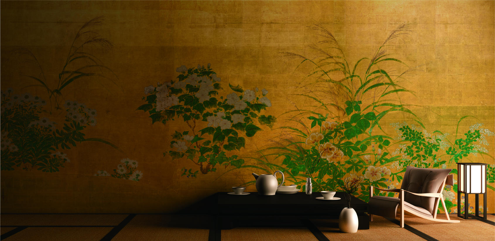 KJ-0141 秋草図屏風