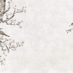 墨で描かれた梅の壁紙