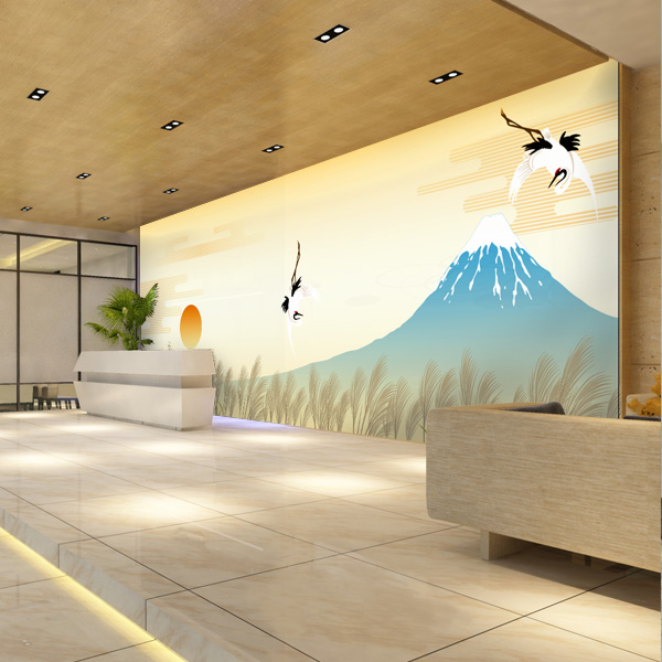 富士山の壁紙　鶴　和モダン壁紙