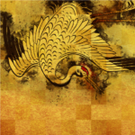 鶴と亀の和モダンのデザイン壁紙