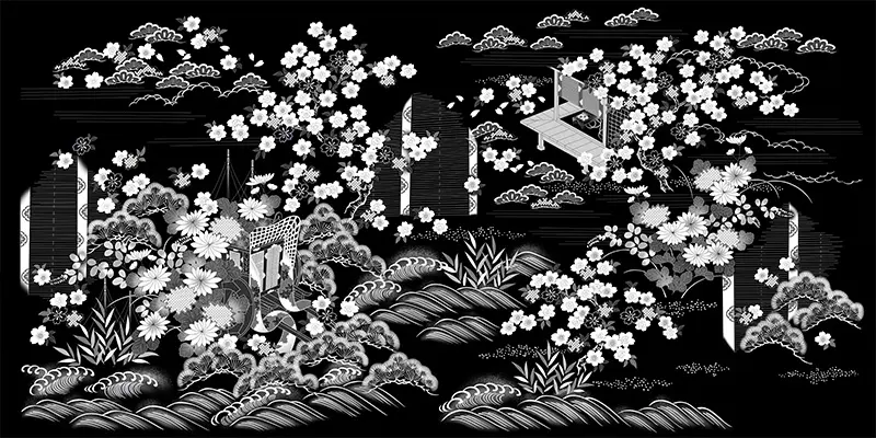 御所解文様＿白黒