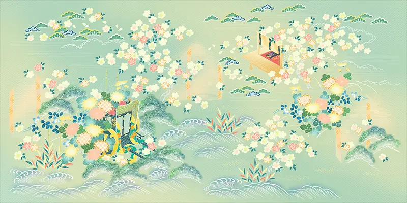 御所解文様＿白緑