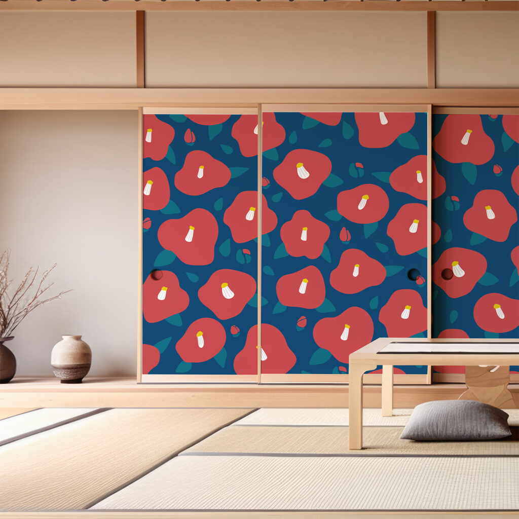 椿のイラストの壁紙