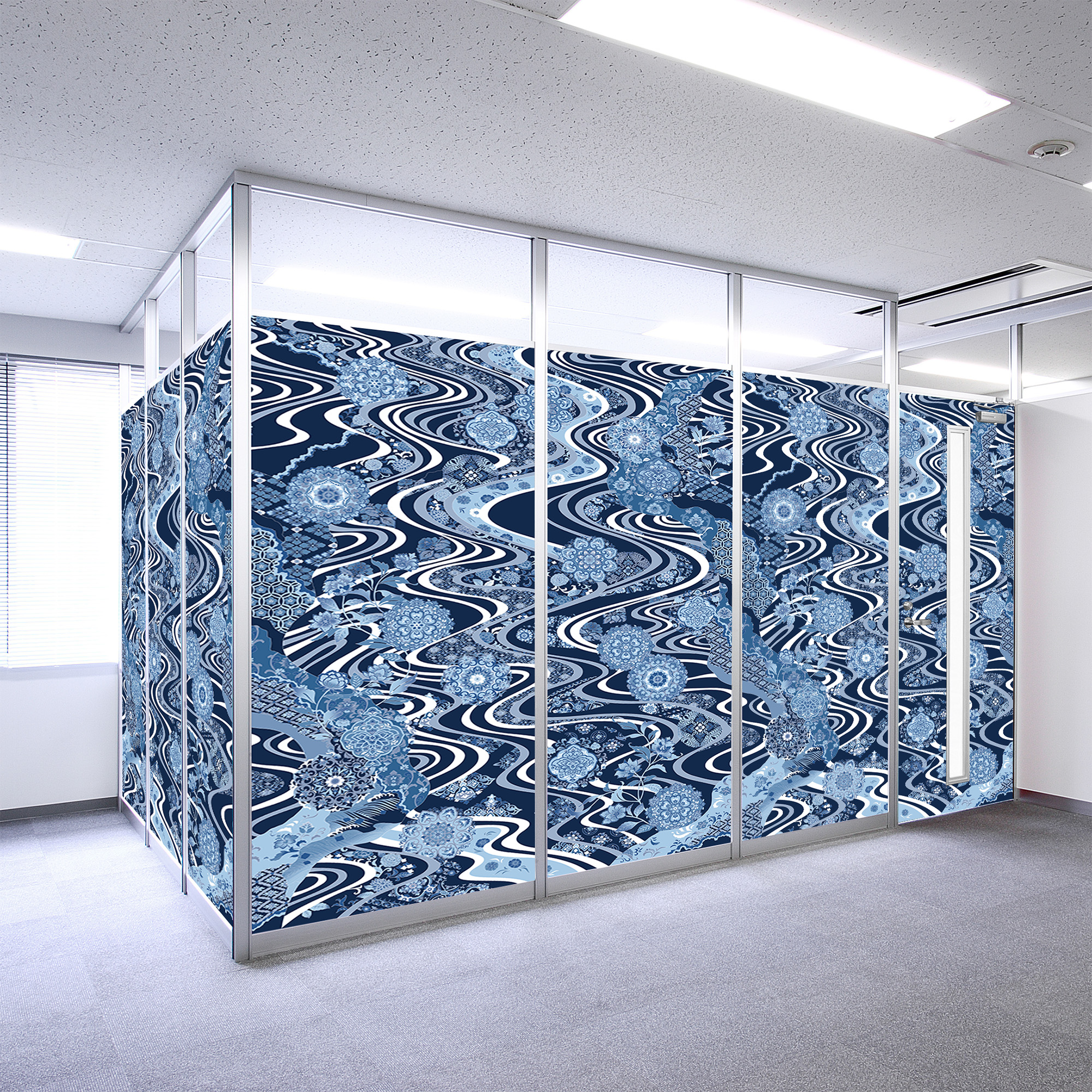 KJ-0185 道長取り流水に花紋尽くし(みちながどりりゅうすいにかもんづくし)
